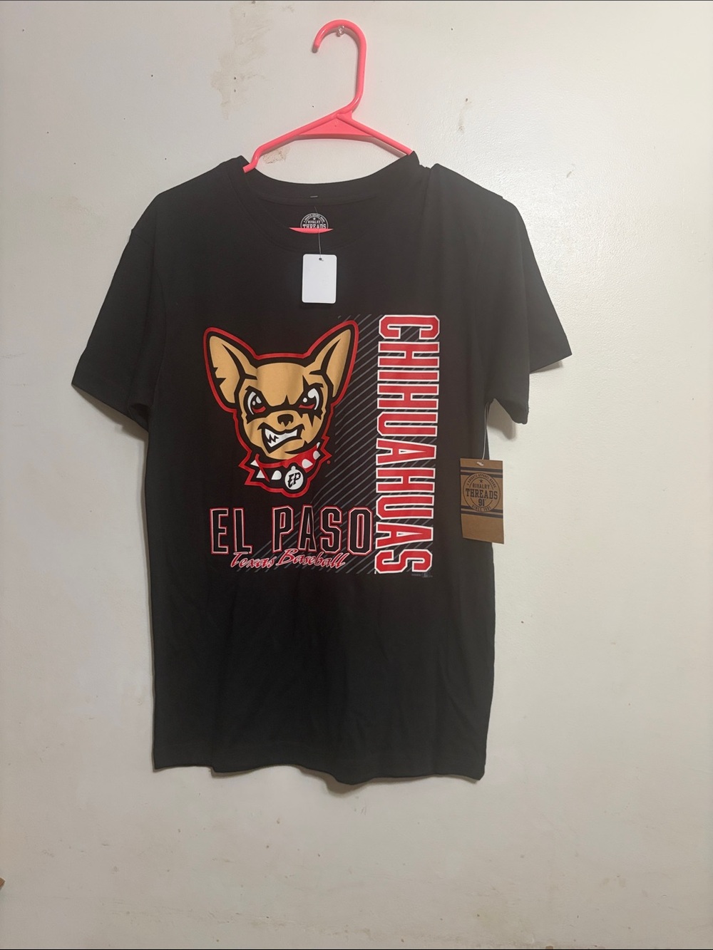 Rivalry Threads Black Tee with Tan & Red Chihuahua Graphic